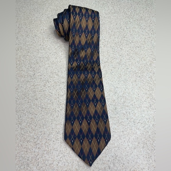 Lands’ End Silk Golf Motif Navy Blue Tie 58” - Picture 1 of 7